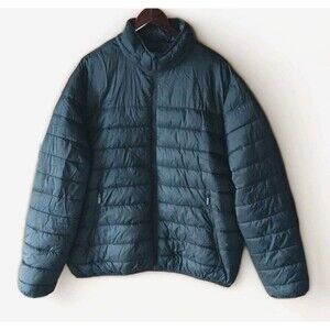 Perry Ellis Puffer Jacket Mens XL BLACK No Hood Warm Full Zip Coat Work Dad GUC